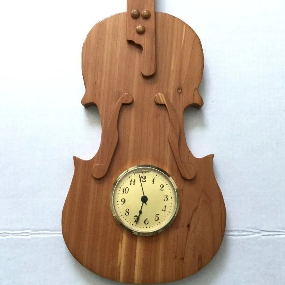 Wood Guitar Shape Wall Hanging Clock - Picture 4 of 12
